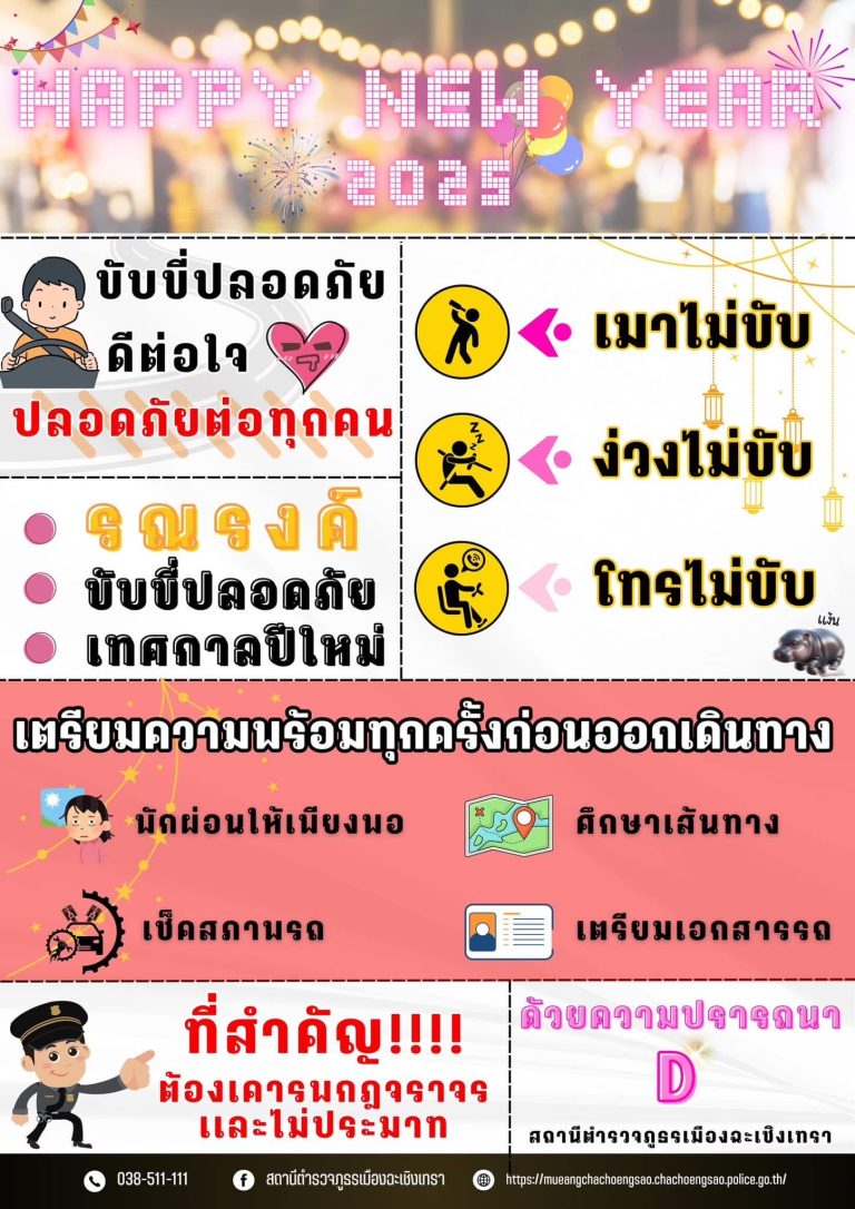 ประชาสัมพันธ์รณรงค์การขับขี่ปลอดภัย ช่วงเทศกาลปีใหม่ 2568