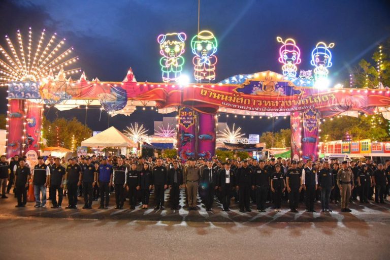 ปล่อยแถวตรวจสอบความพร้อมชุดจัดระเบียบและข้าราชการตำรวจรักษาความปลอดภัยและอำนวยความสะดวกการจราจรงานนมัสการพระพุทธโสธประจำปี 2568